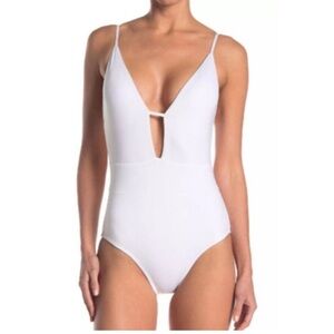 BECCA white plunge one piece swimsuit